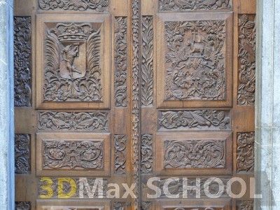 Текстуры деревянных дверей с орнаментами и украшениями - 11
