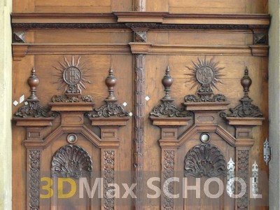 Текстуры деревянных дверей с орнаментами и украшениями - 28