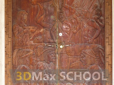 Текстуры деревянных дверей с орнаментами и украшениями - 42