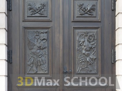 Текстуры деревянных дверей с орнаментами и украшениями - 86