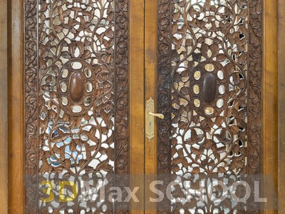 Текстуры деревянных дверей с орнаментами и украшениями - 99