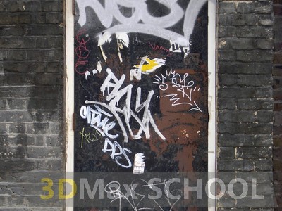 Текстуры металлических дверей с граффити - 1