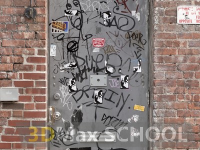 Текстуры металлических дверей с граффити - 11
