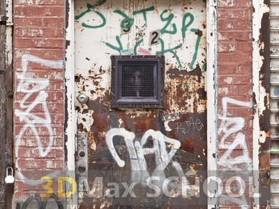 Текстуры металлических дверей с граффити - 12