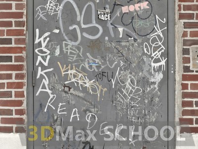 Текстуры металлических дверей с граффити - 13