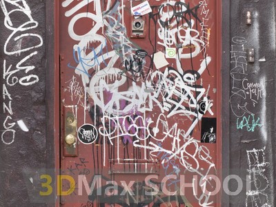 Текстуры металлических дверей с граффити - 14