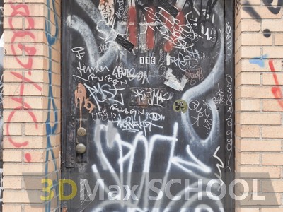 Текстуры металлических дверей с граффити - 17
