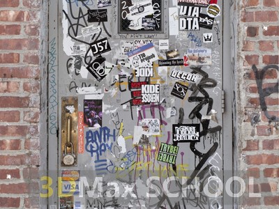 Текстуры металлических дверей с граффити - 22