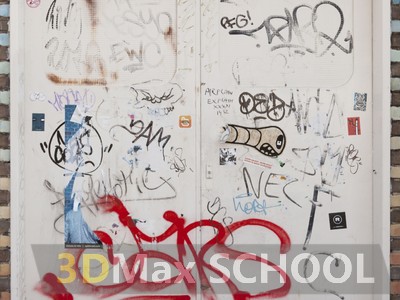Текстуры металлических дверей с граффити - 26