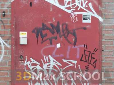 Текстуры металлических дверей с граффити - 4
