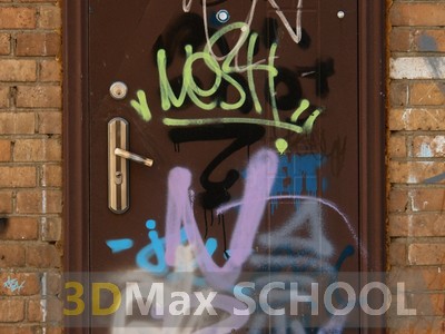Текстуры металлических дверей с граффити - 5
