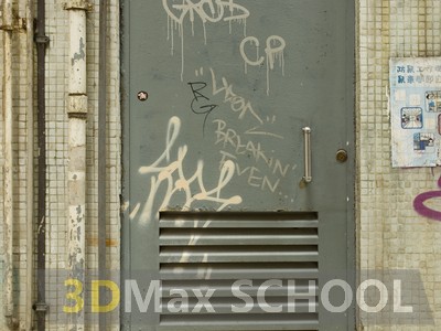 Текстуры металлических дверей с граффити - 8